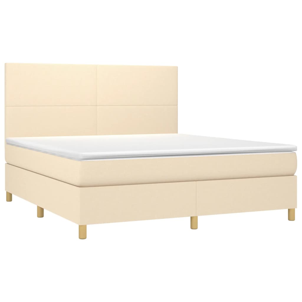 Krevet s oprugama i madracem krem 180x200 cm od tkanine