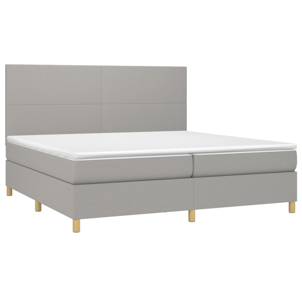 Krevet s oprugama i madracem svjetlosivi 200 x 200cm od tkanine