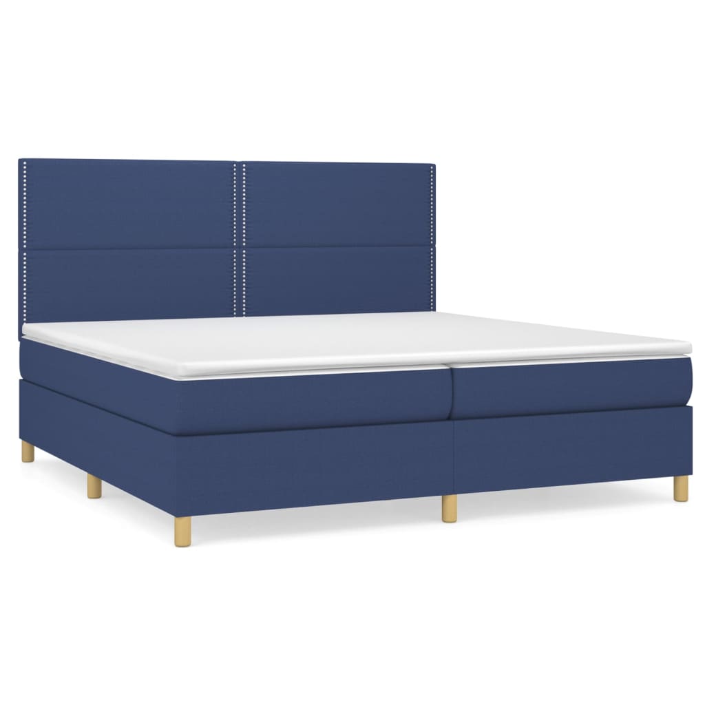 Krevet s oprugama i madracem plavi 200 x 200 cm od tkanine