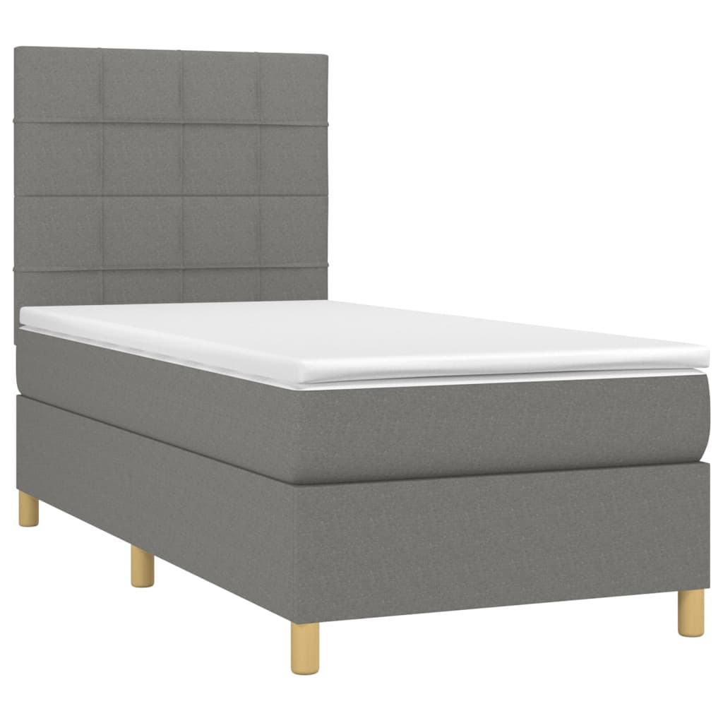 Krevet s oprugama i madracem tamnosivi 90 x 190 cm od tkanine