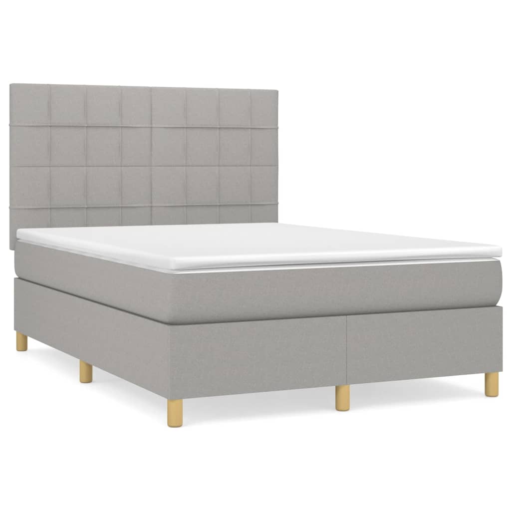Krevet box spring s madracem svjetlosivi 140x200 cm od tkanine
