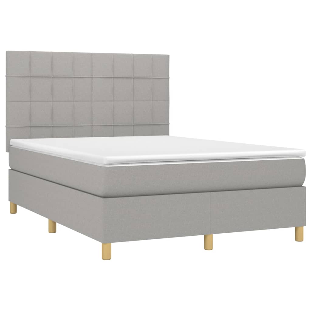 Krevet box spring s madracem svjetlosivi 140x200 cm od tkanine