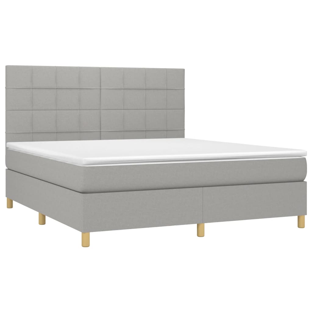 Krevet box spring s madracem svjetlosiva 160x200 cm tkanina