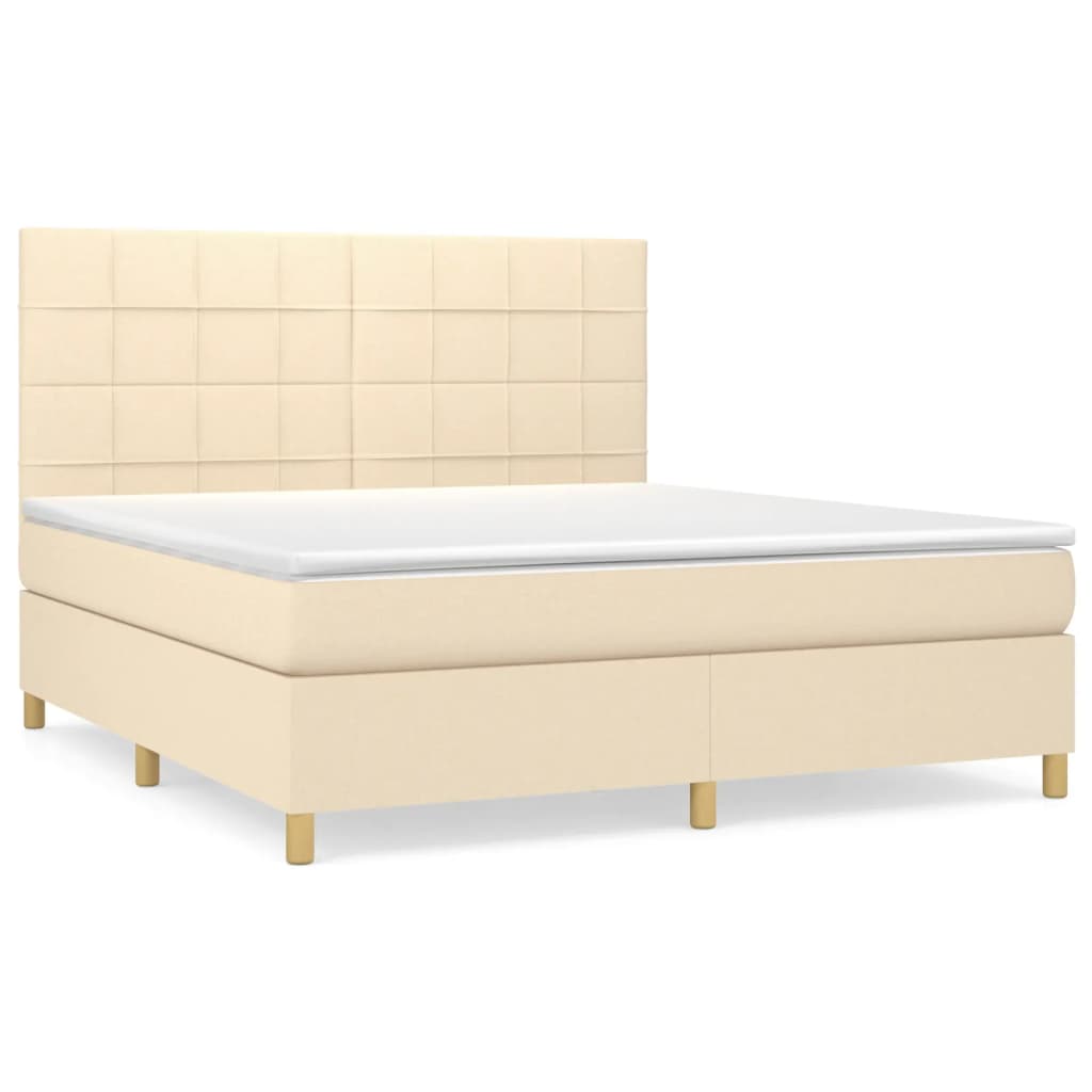 Krevet s oprugama i madracem krem 180x200 cm od tkanine
