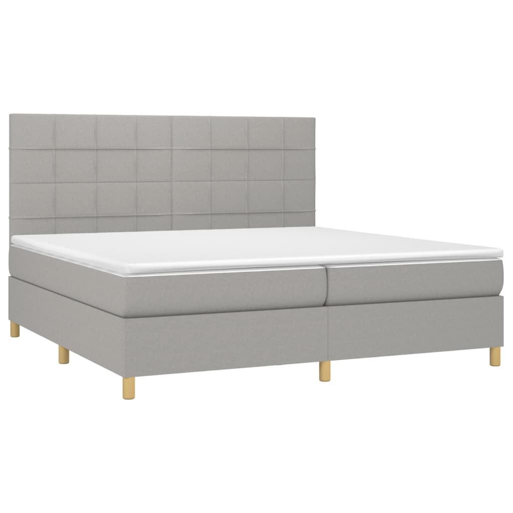 Krevet s oprugama i madracem svjetlosivi 200 x 200cm od tkanine
