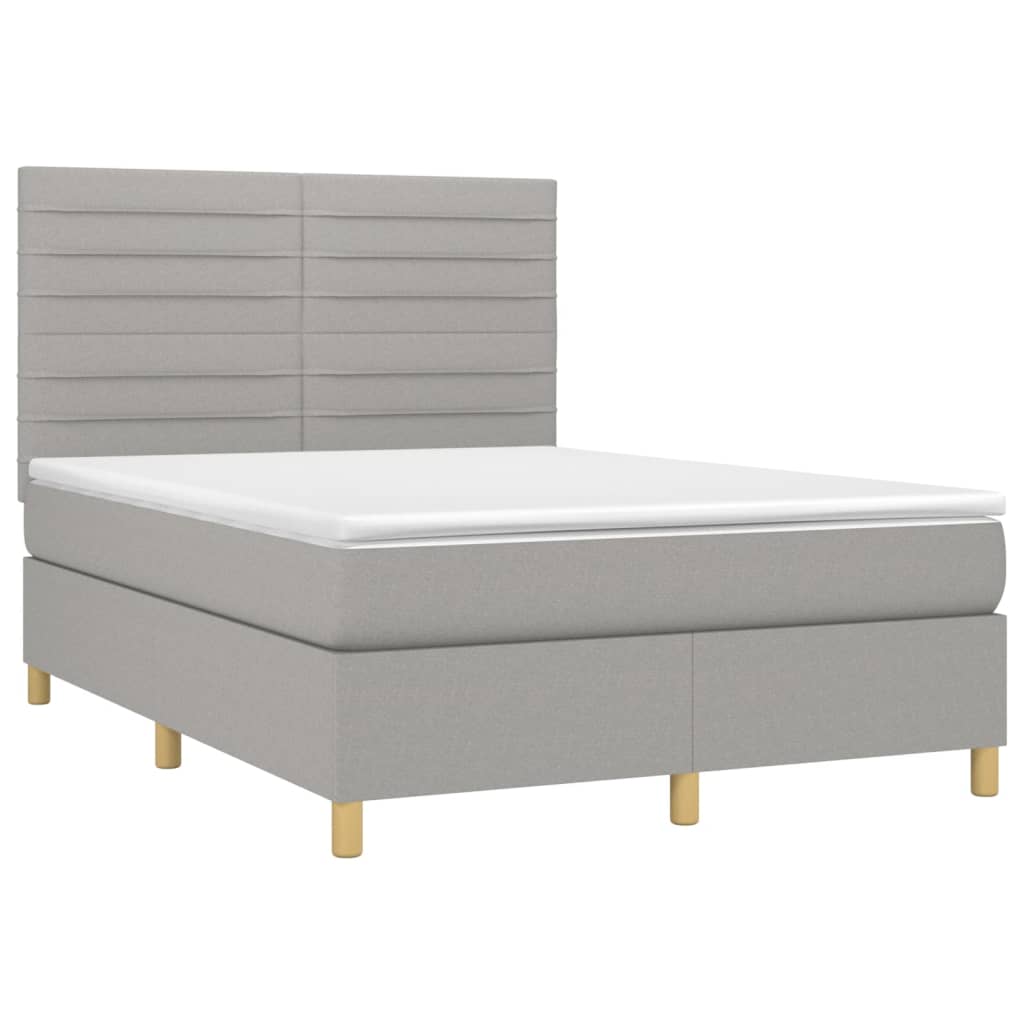 Krevet box spring s madracem svjetlosivi 140x200 cm od tkanine