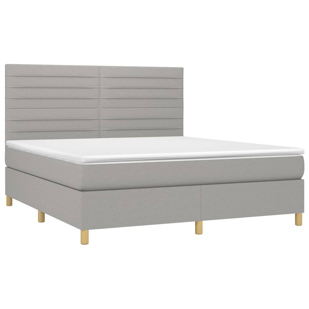 Krevet box spring s madracem svjetlosiva 160x200 cm tkanina