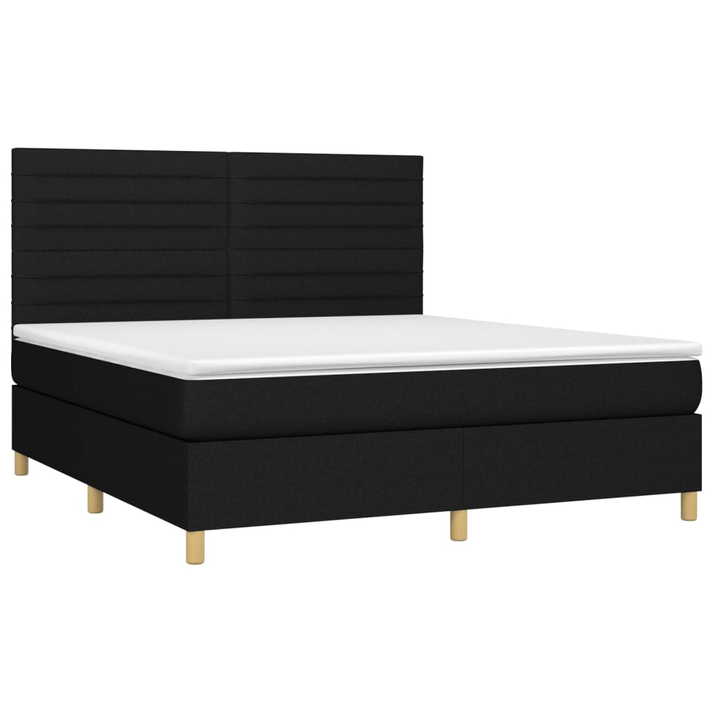 Krevet s oprugama i madracem crni 180x200 cm od tkanine