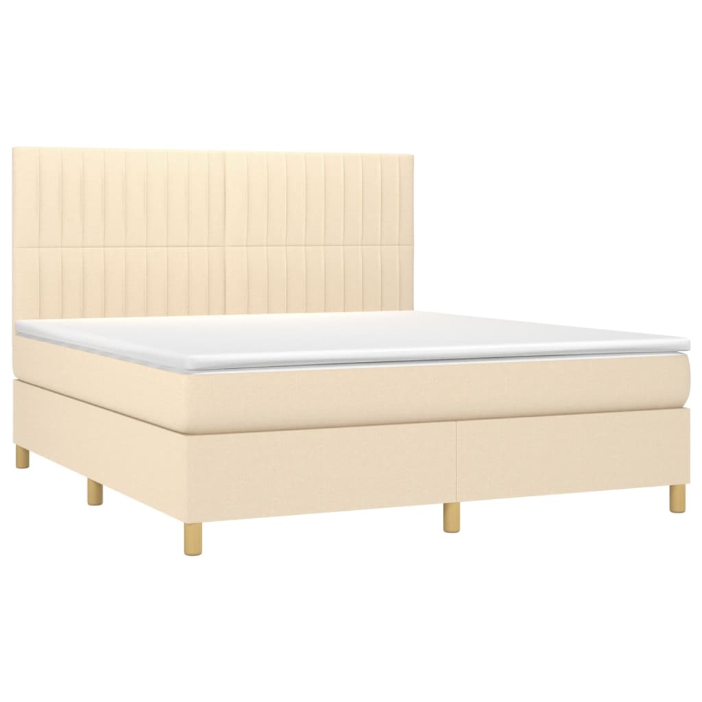 Krevet s oprugama i madracem krem 180x200 cm od tkanine