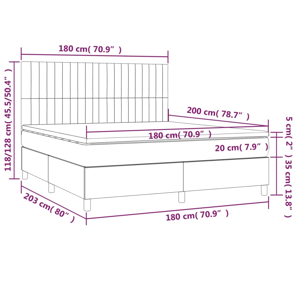 Krevet s oprugama i madracem krem 180x200 cm od tkanine