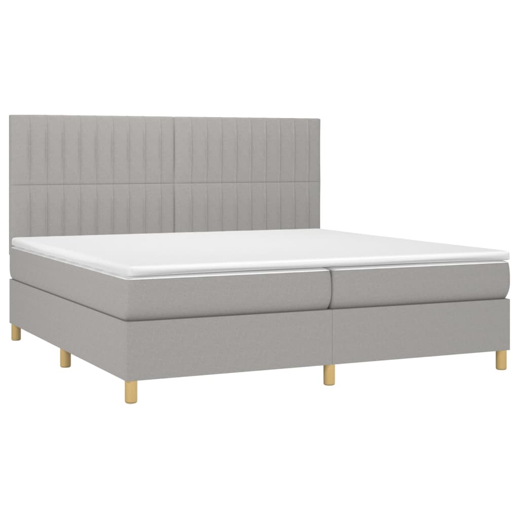 Krevet s oprugama i madracem svjetlosivi 200 x 200cm od tkanine