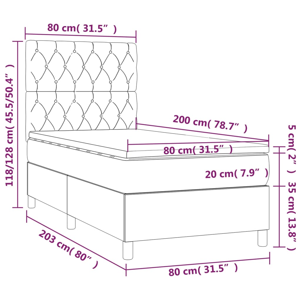 Krevet s oprugama i madracem plavi 80x200 cm od tkanine