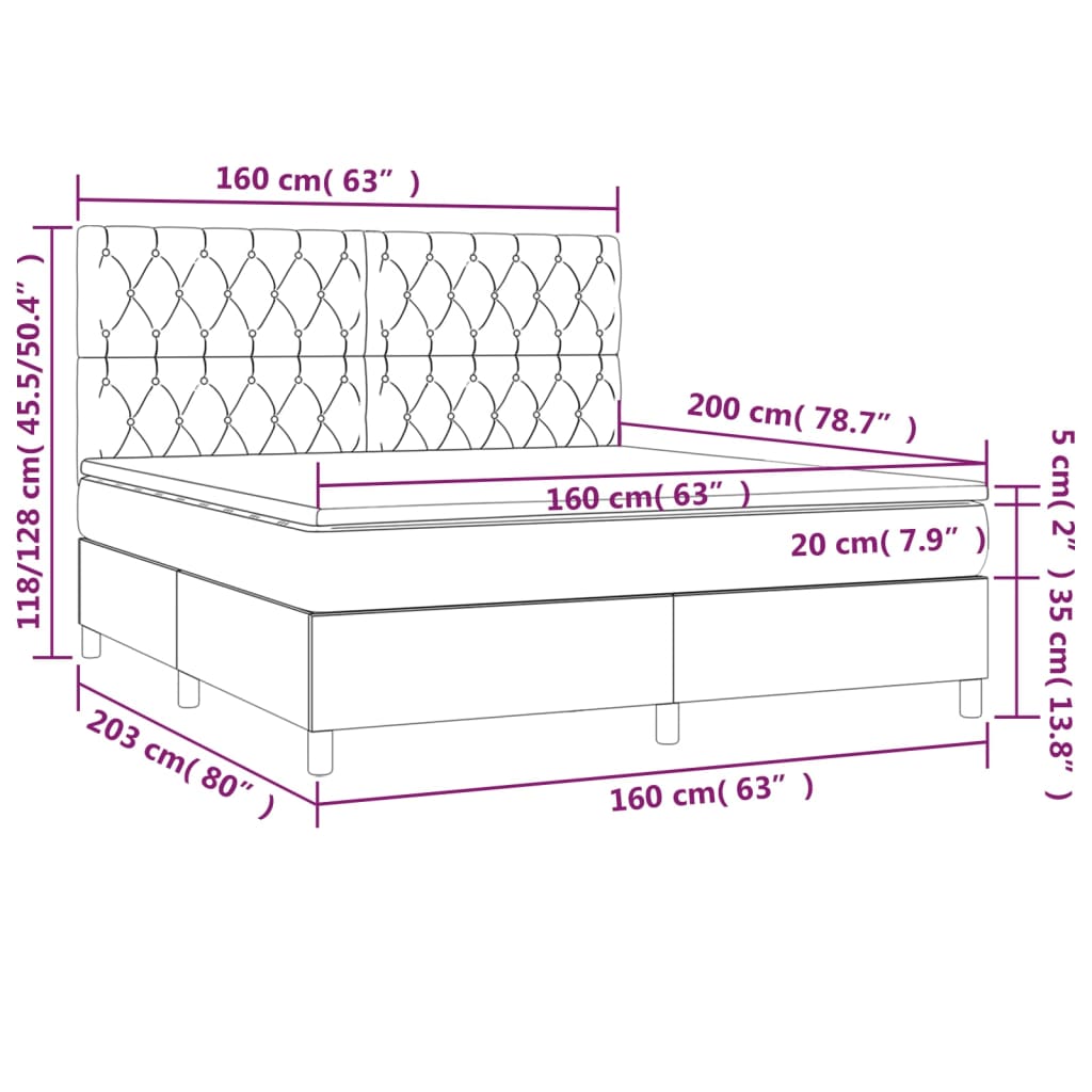 Krevet s oprugama i madracem plavi 160x200 cm od tkanine