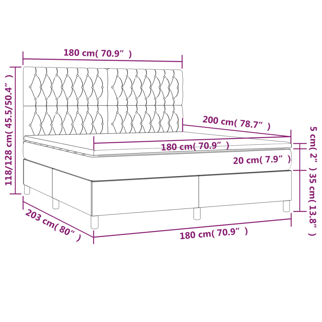 Krevet s oprugama i madracem crni 180x200 cm od tkanine
