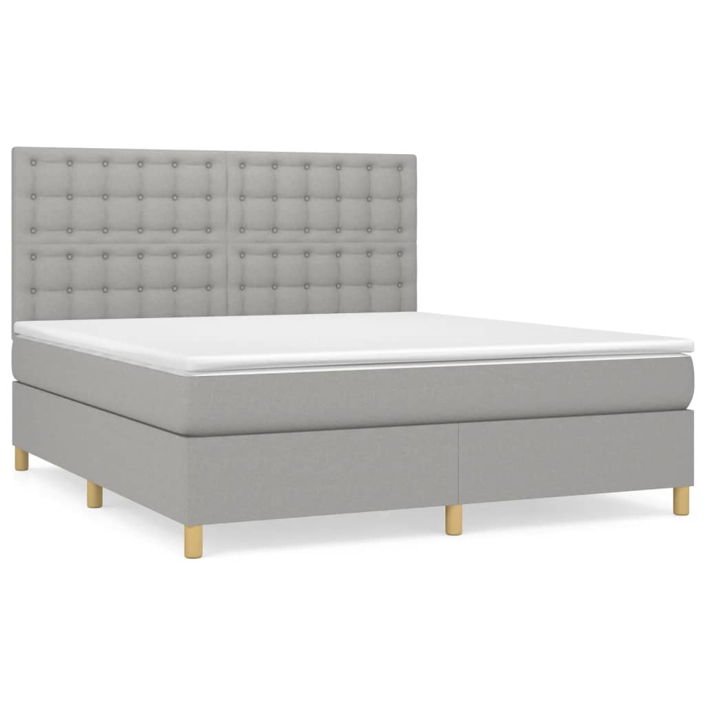 Krevet box spring s madracem svjetlosiva 160x200 cm tkanina