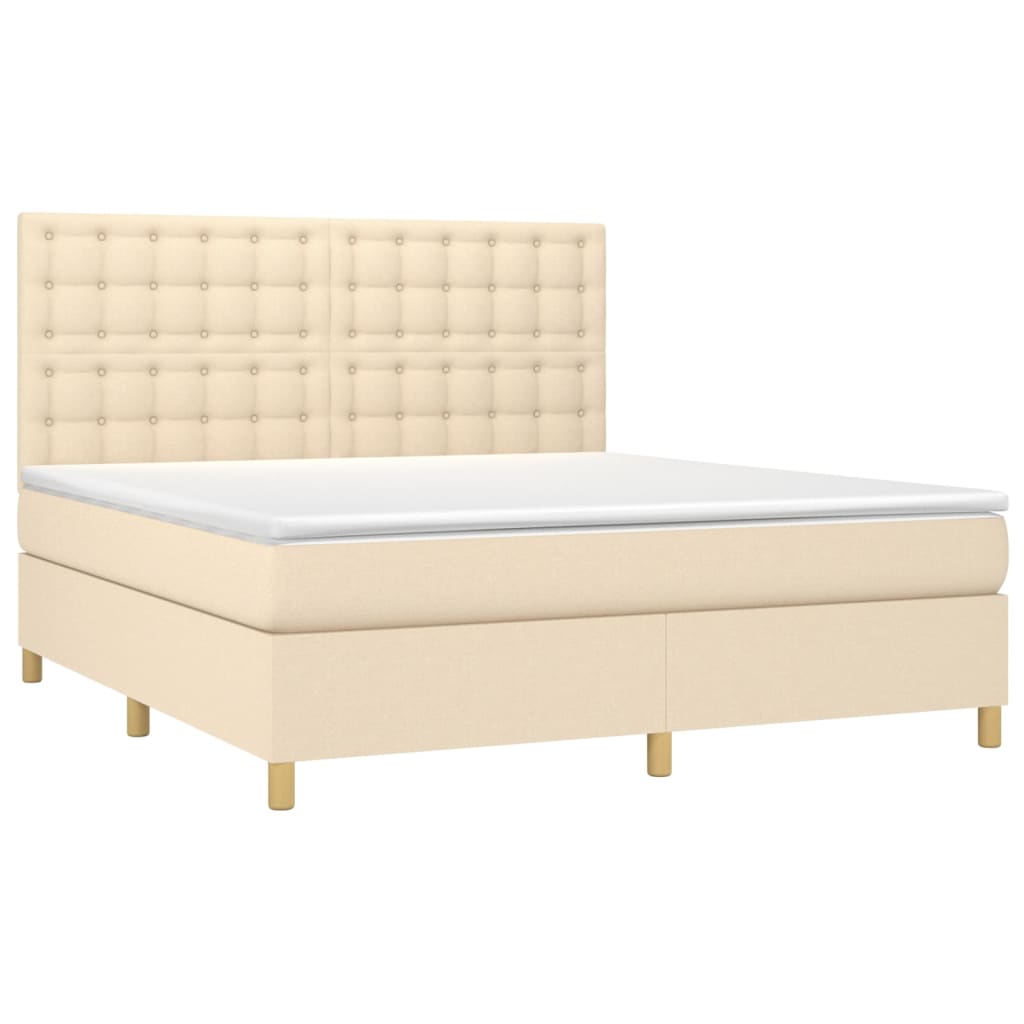 Krevet s oprugama i madracem krem 160x200 cm od tkanine