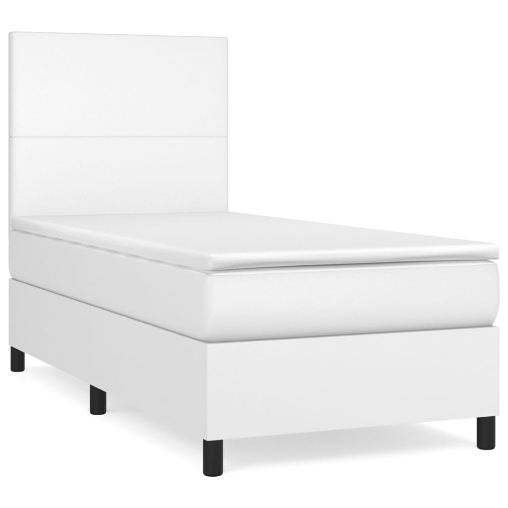 Krevet s oprugama i madracem bijeli 90 x 190 cm od umjetne kože