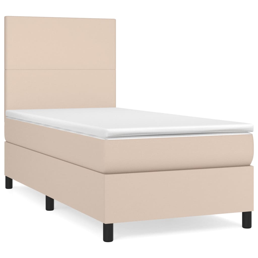 Krevet s oprugama i madrac cappuccino 90x200 cm od umjetne kože