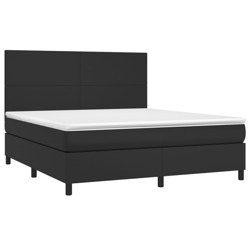 Krevet s oprugama i madracem crni 180 x 200 cm od umjetne kože