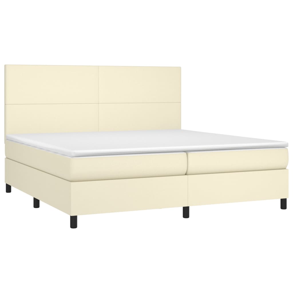 Krevet s oprugama i madracem krem 200x200 cm od umjetne kože
