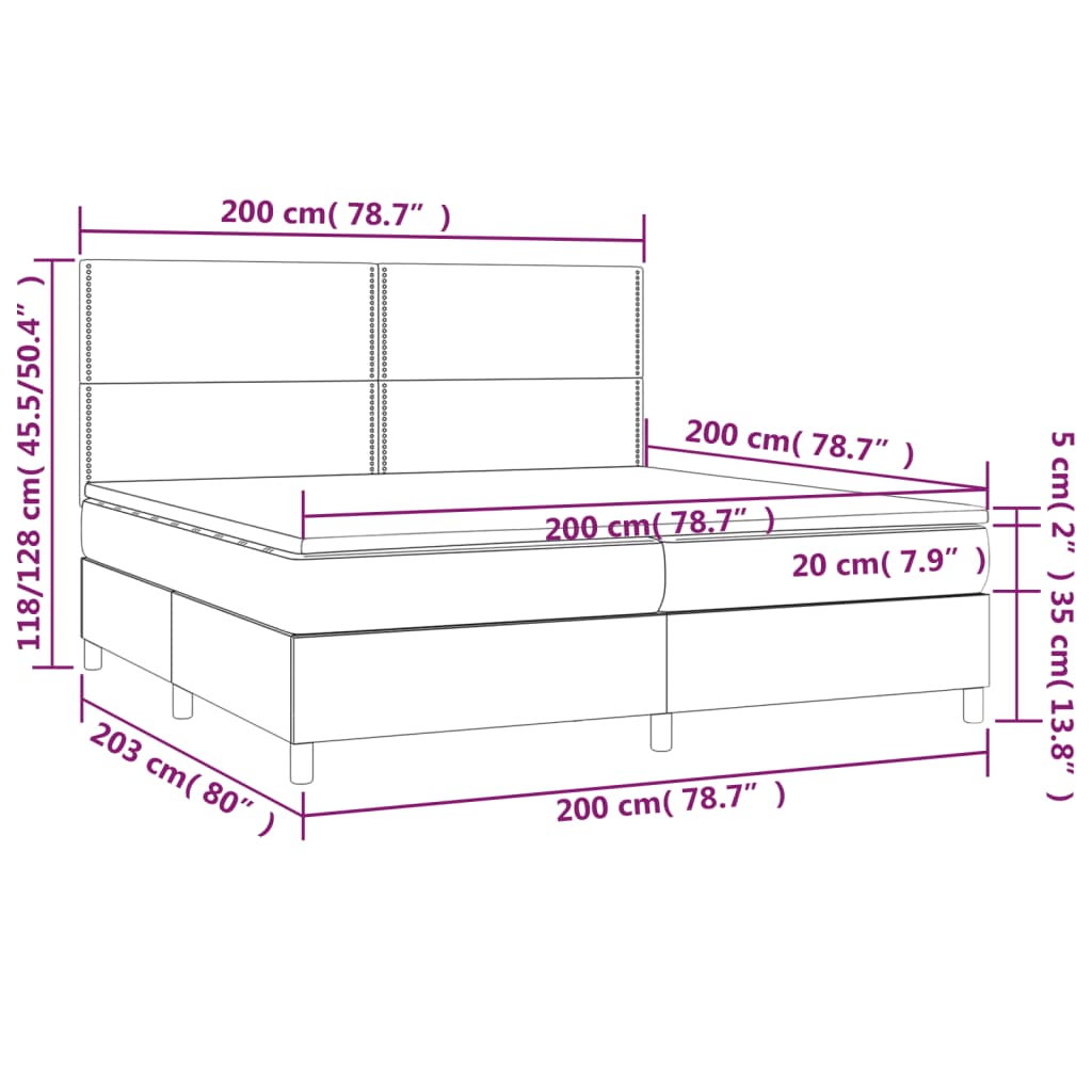 Krevet s oprugama i madracem bijeli 200x200 cm umjetna koža