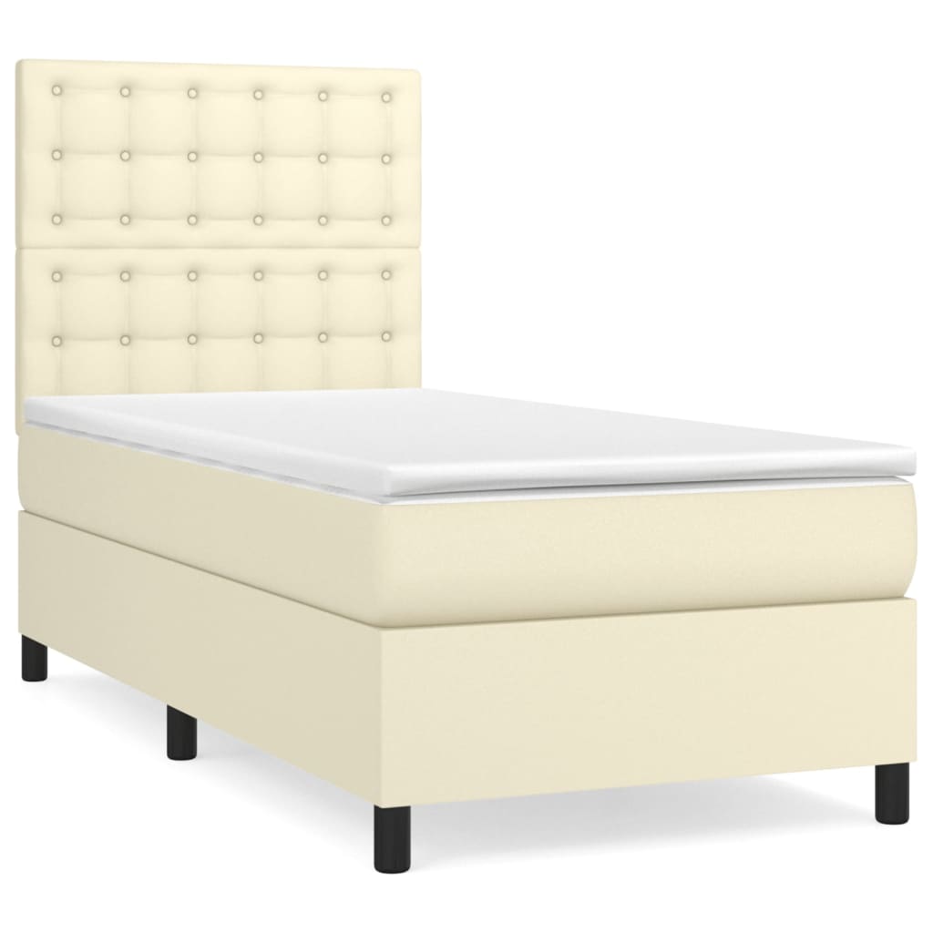 Krevet s oprugama i madracem krem 80 x 200 cm od umjetne kože