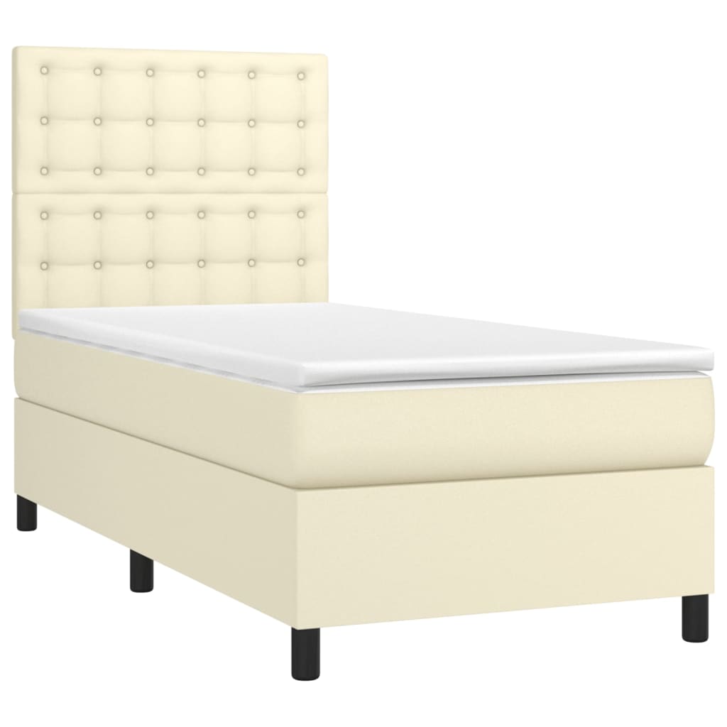 Krevet s oprugama i madracem krem 80 x 200 cm od umjetne kože