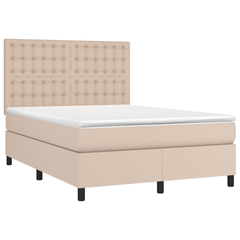 Krevet s oprugama i madrac cappuccino 140x190cm od umjetne kože