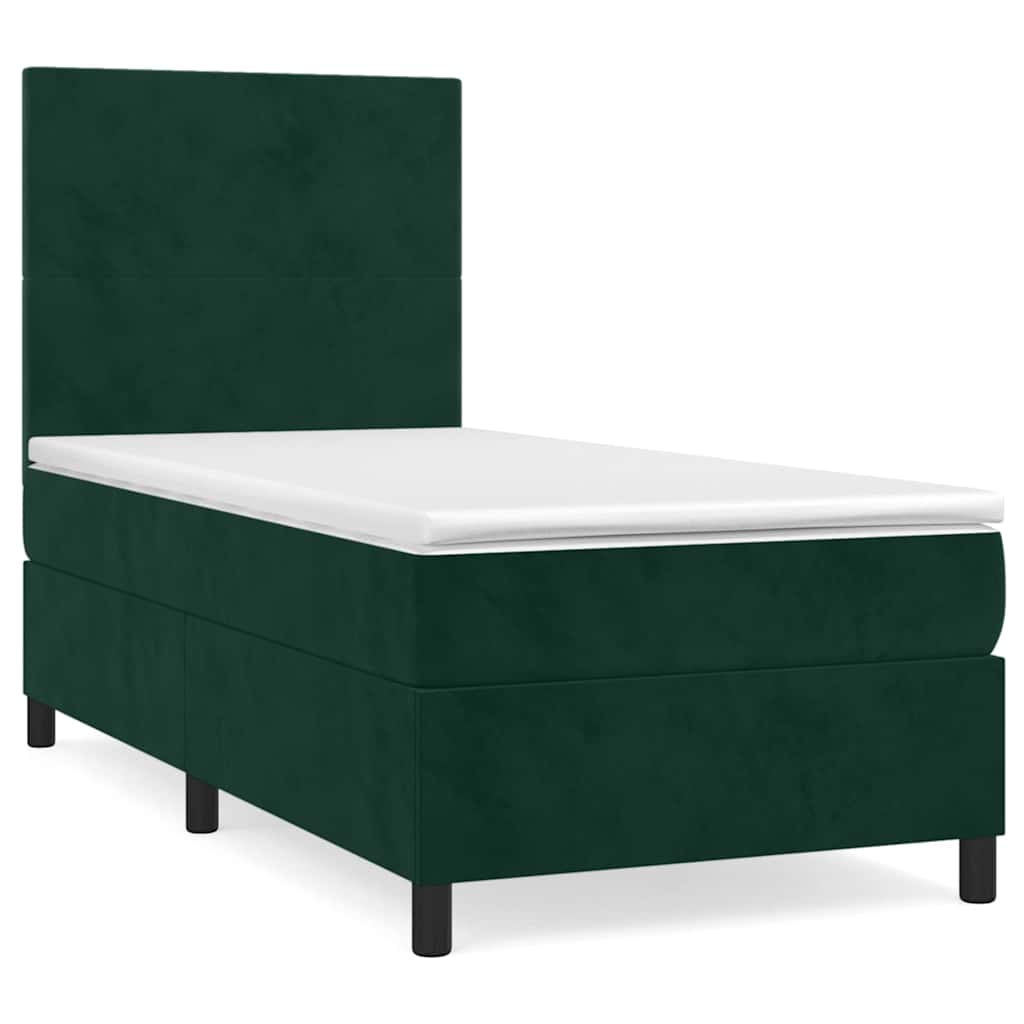 Box spring krevet s madracem tamnozeleni 80 x 200 cm baršunasti