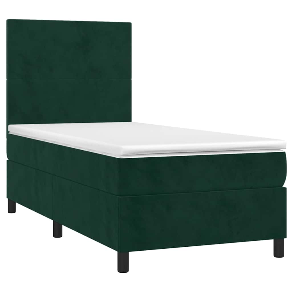 Box spring krevet s madracem tamnozeleni 80 x 200 cm baršunasti