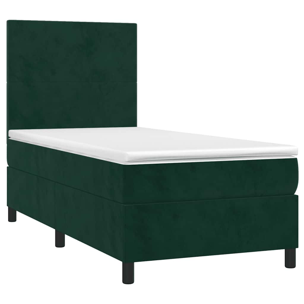 Box spring krevet s madracem tamnozeleni 90x190 cm baršunasti