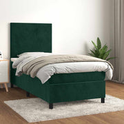 Box spring krevet s madracem tamnozeleni 90x190 cm baršunasti