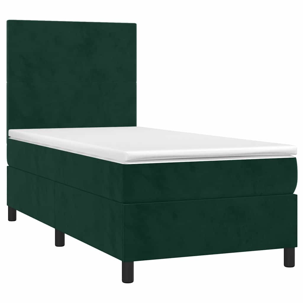 Box spring krevet s madracem tamnozeleni 90x200 cm baršunasti
