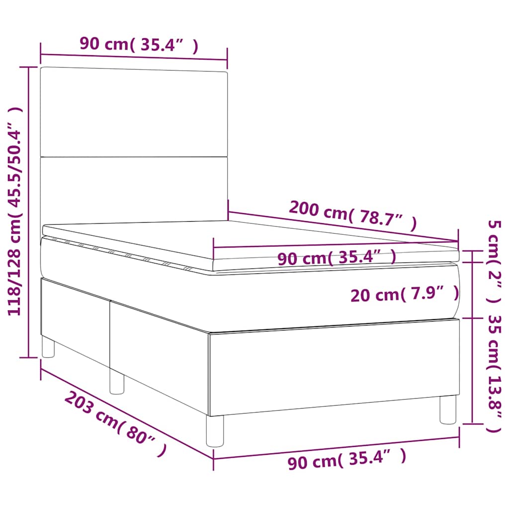 Box spring krevet s madracem tamnozeleni 90x200 cm baršunasti
