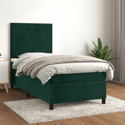 Box spring krevet s madracem tamnozeleni 100x200 cm baršunasti