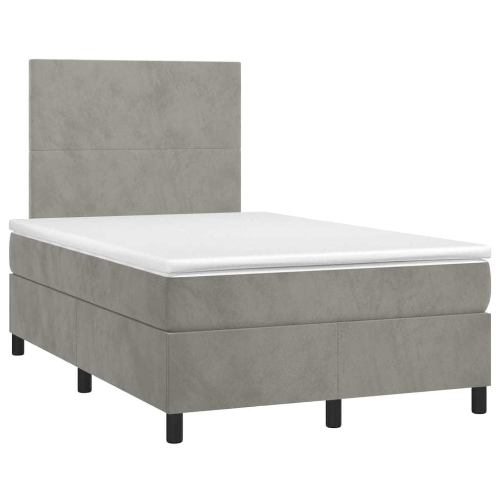 Box spring krevet s madracem svjetlosivi 120x200 cm baršunasti