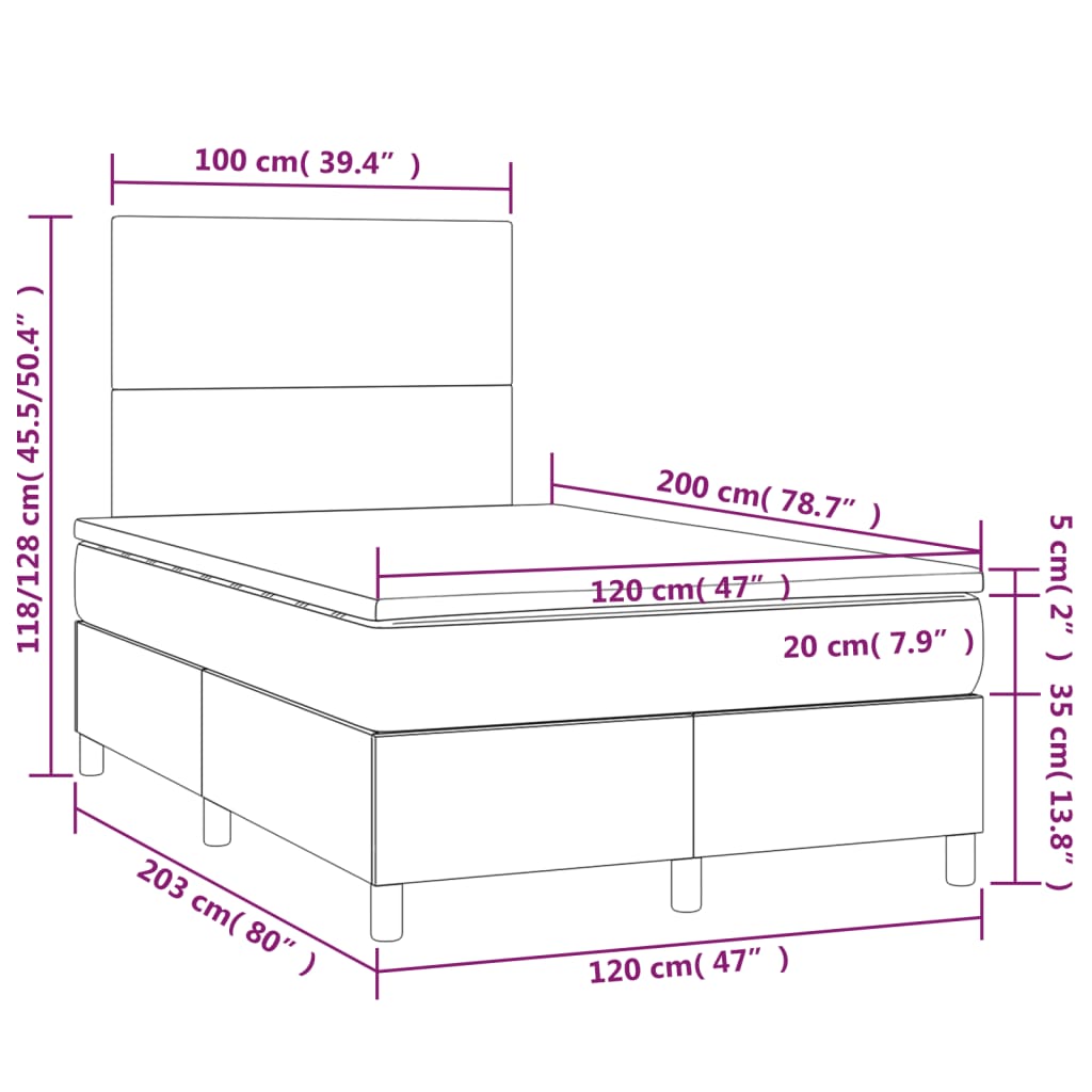 Box spring krevet s madracem crni 120 x 200 cm baršunasti