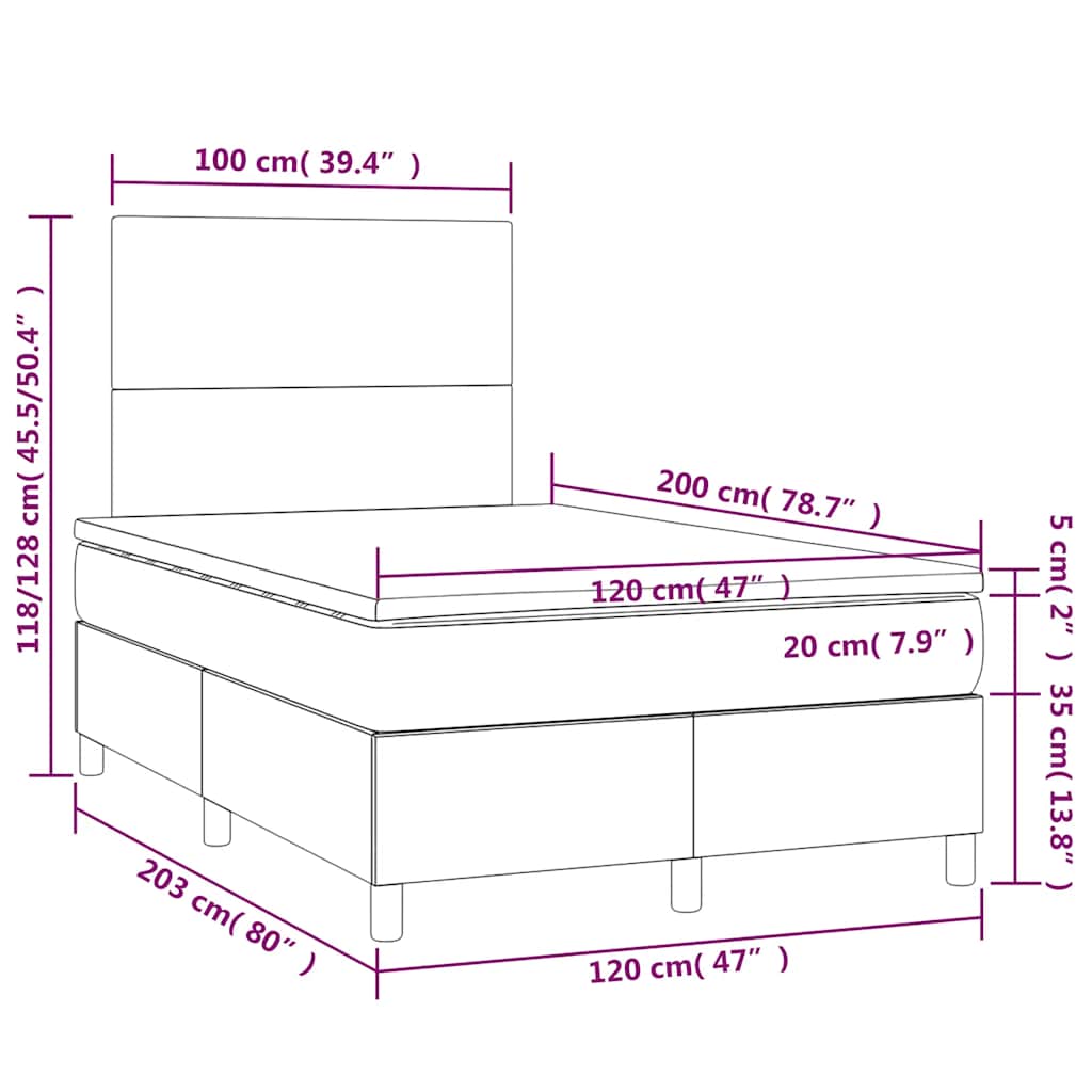 Box spring krevet s madracem tamnozeleni 120x200 cm baršunasti