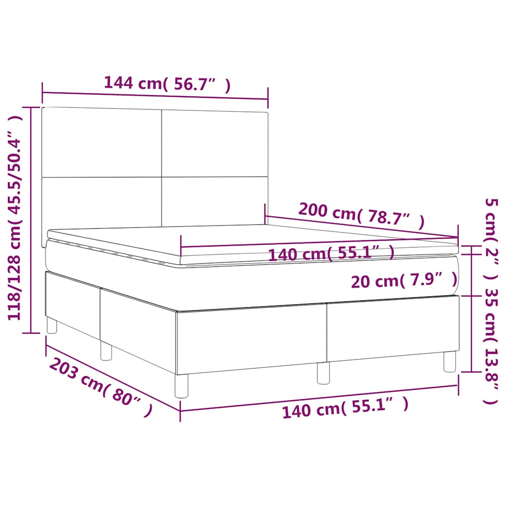 Krevet s oprugama i madracem tamnoplavi 140x200 cm baršunasti