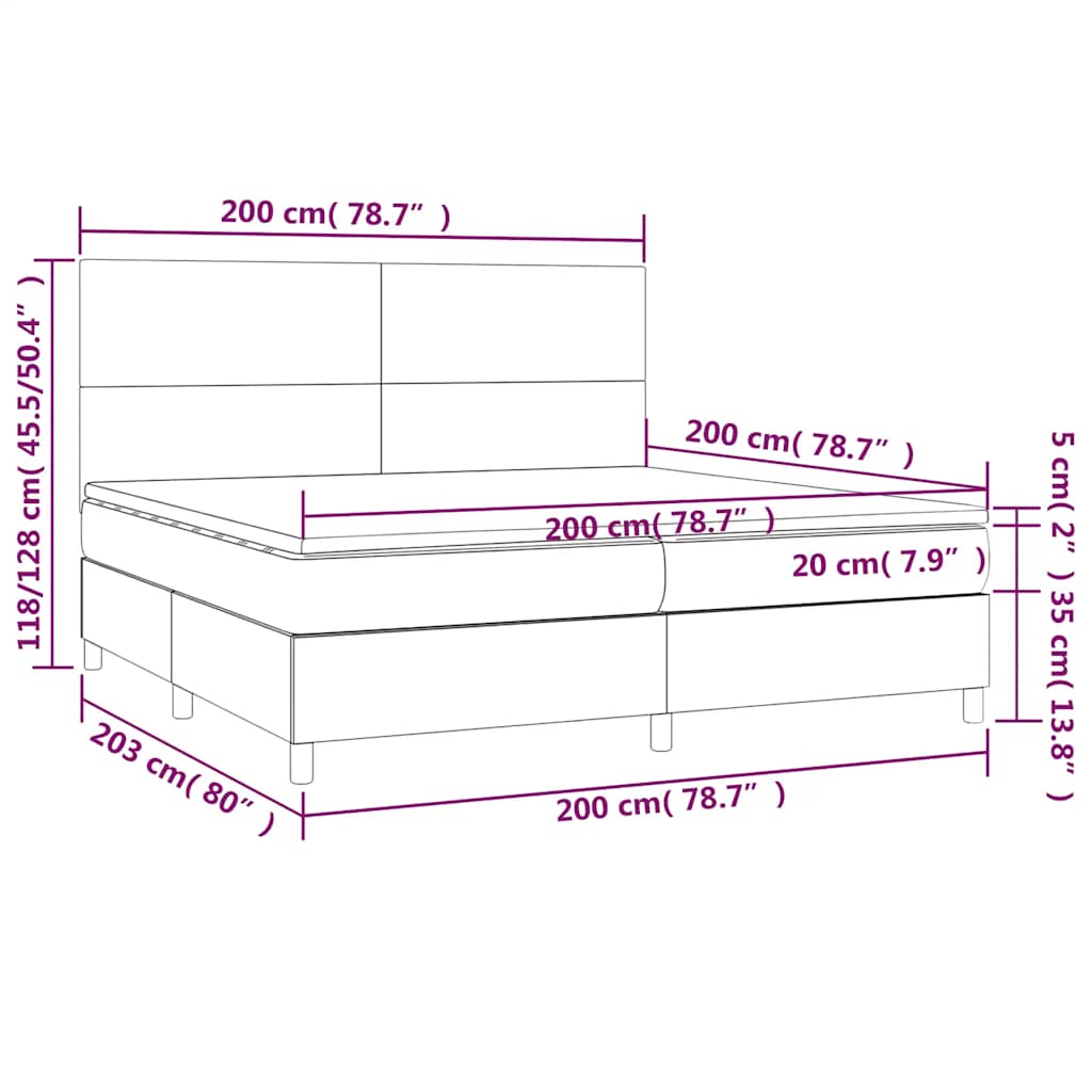 Krevet s oprugama i madracem tamnoplavi 200x200 cm baršunasti
