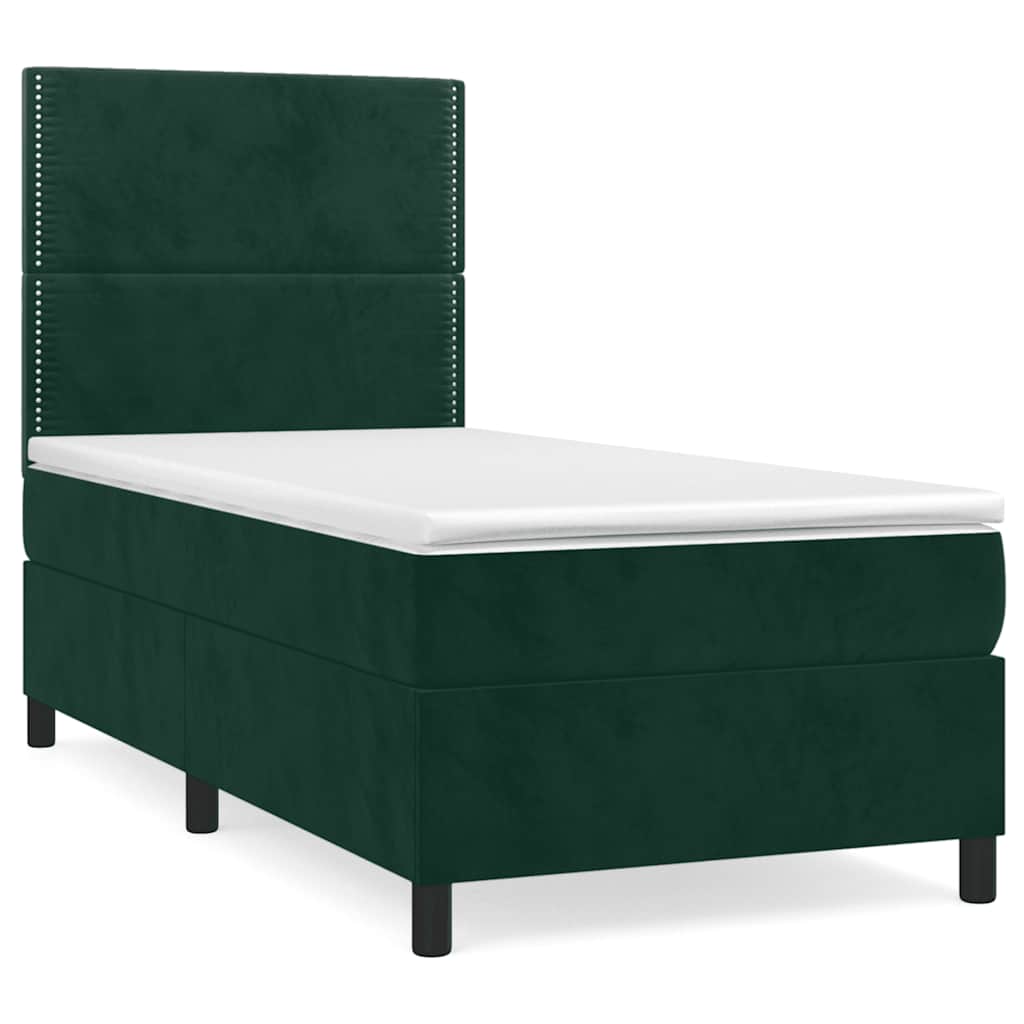 Box spring krevet s madracem tamnozeleni 90x200 cm baršunasti