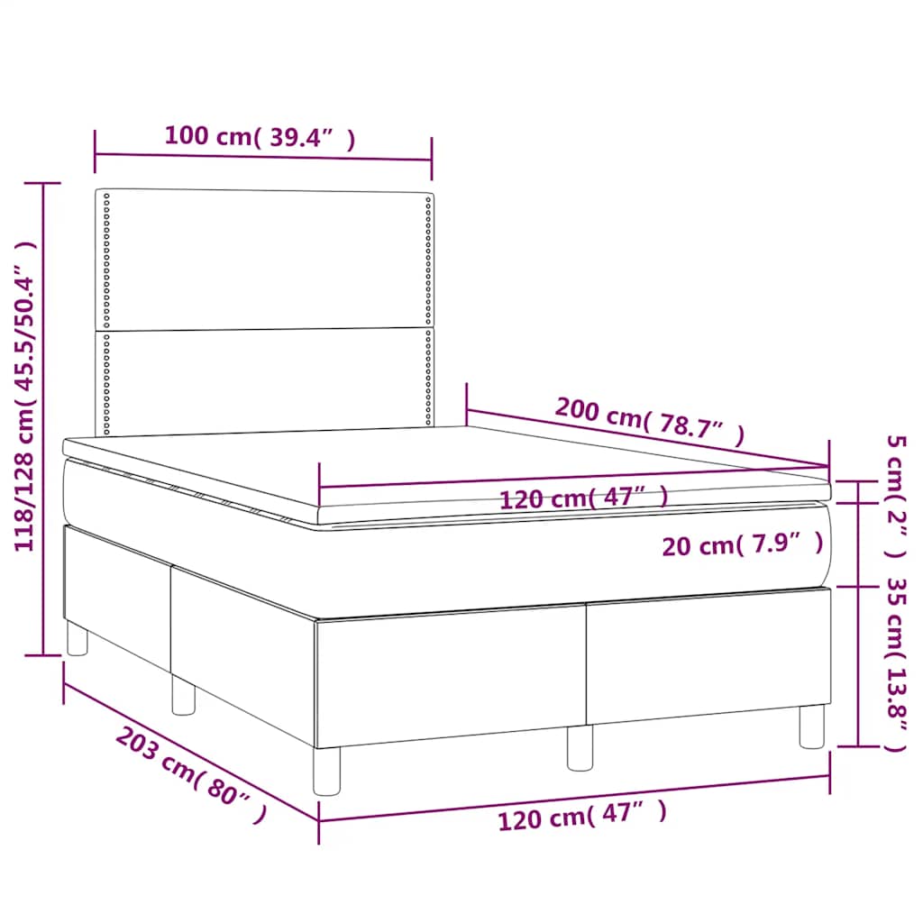 Box spring krevet s madracem tamnozeleni 120x200 cm baršunasti