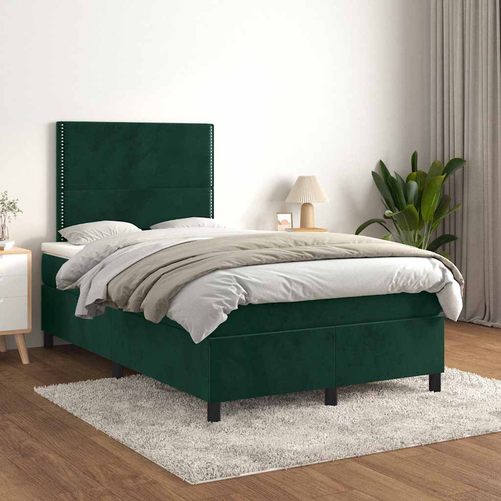 Box spring krevet s madracem tamnozeleni 120x200 cm baršunasti