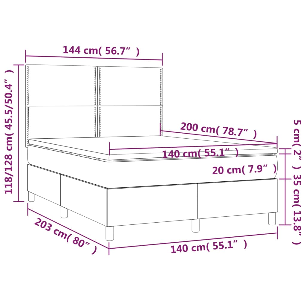 Krevet s oprugama i madracem crni 140x200 cm baršunasti