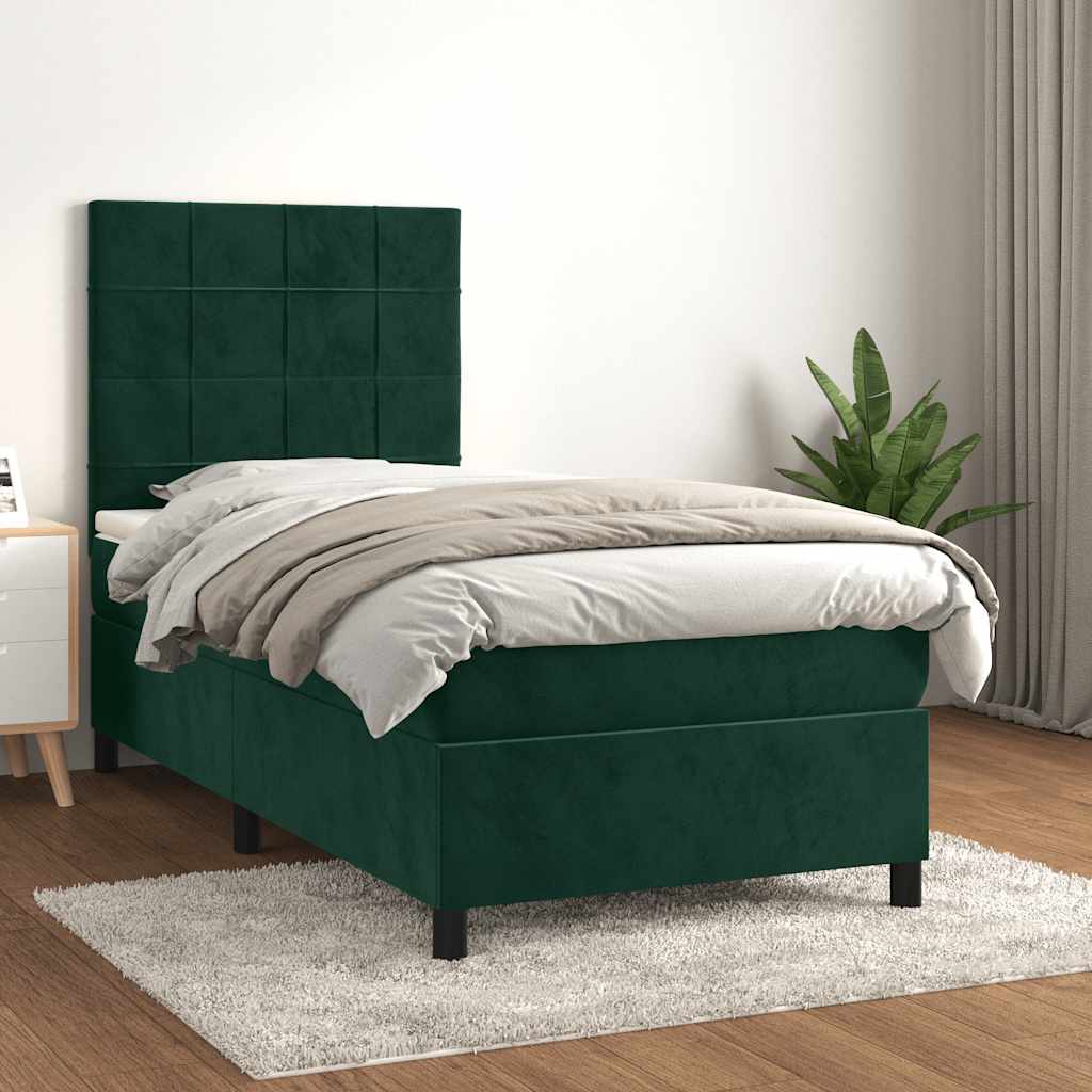 Box spring krevet s madracem tamnozeleni 80 x 200 cm baršunasti