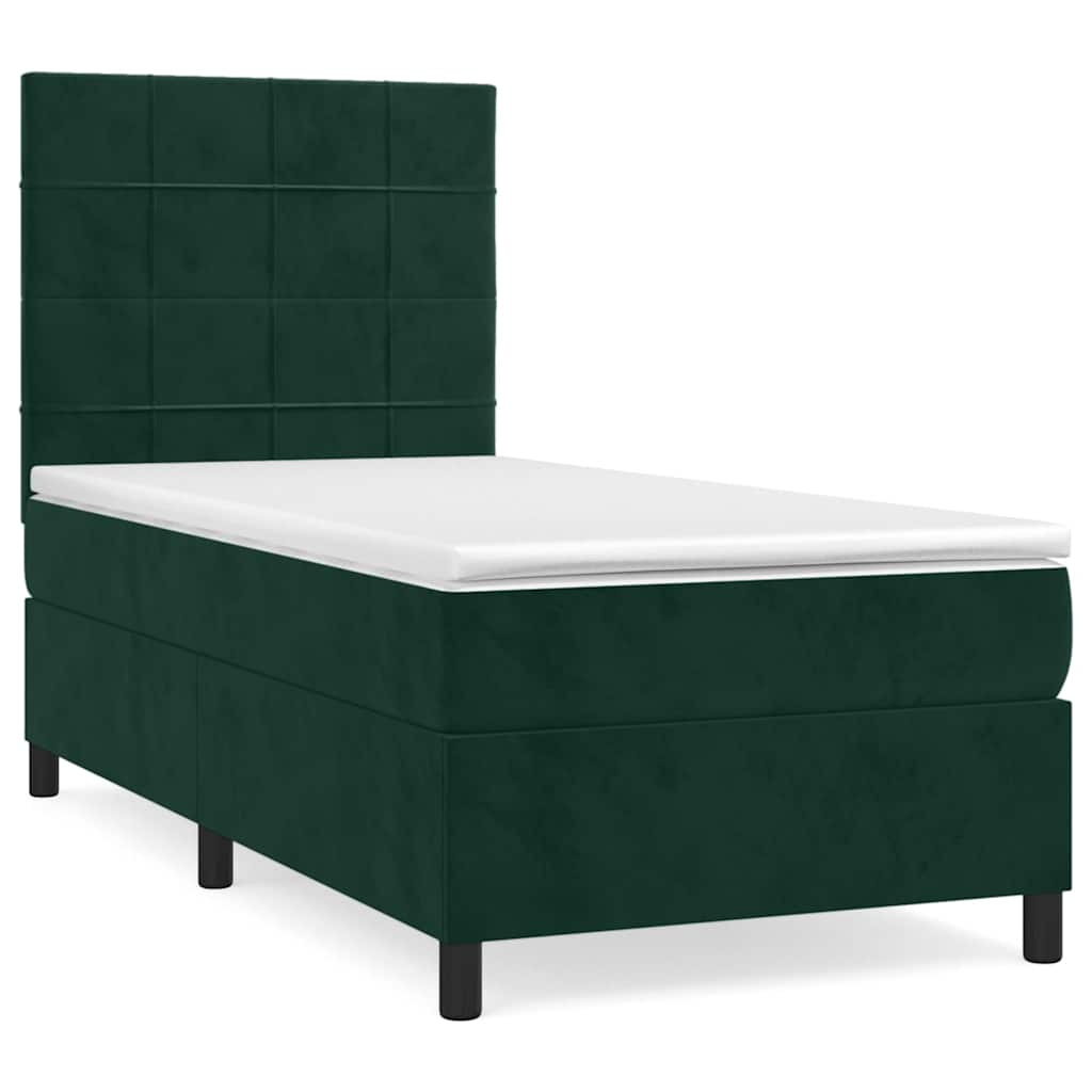 Box spring krevet s madracem tamnozeleni 100x200 cm baršunasti