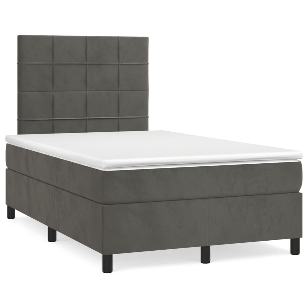 Box spring krevet s madracem tamnosivi 120 x 200 cm baršunasti