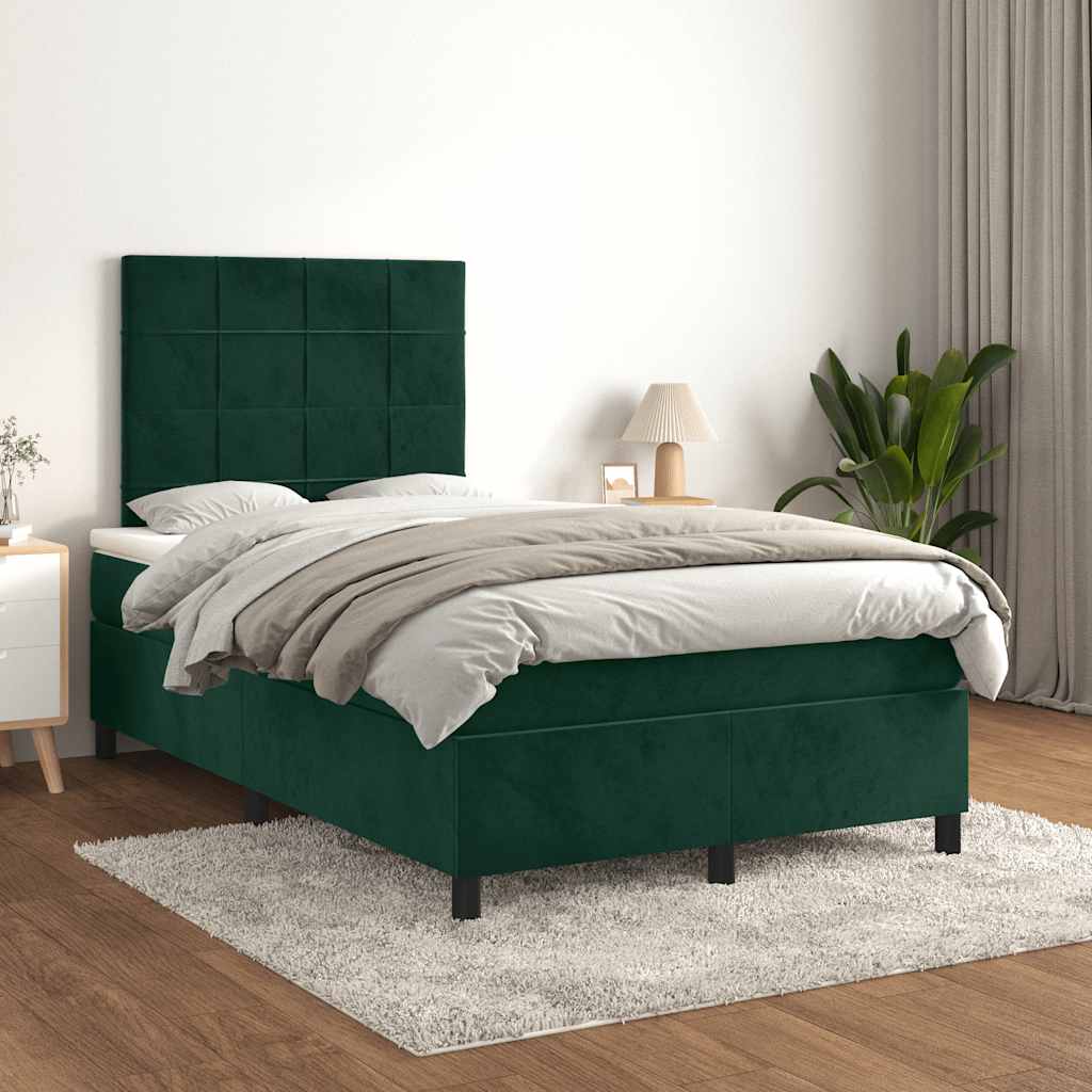 Box spring krevet s madracem tamnozeleni 120x200 cm baršunasti