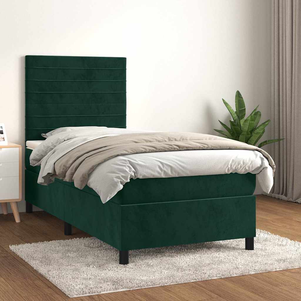 Box spring krevet s madracem tamnozeleni 80 x 200 cm baršunasti