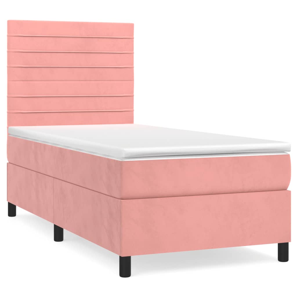 Box spring krevet s madracem ružičasti 80 x 200 cm baršunasti